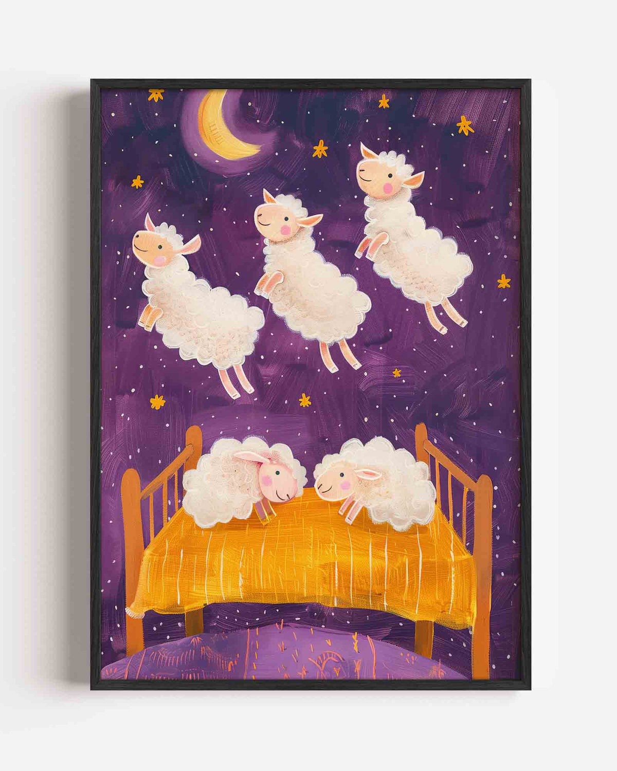 Schapen en maan – kids portret poster als wanddecoratie