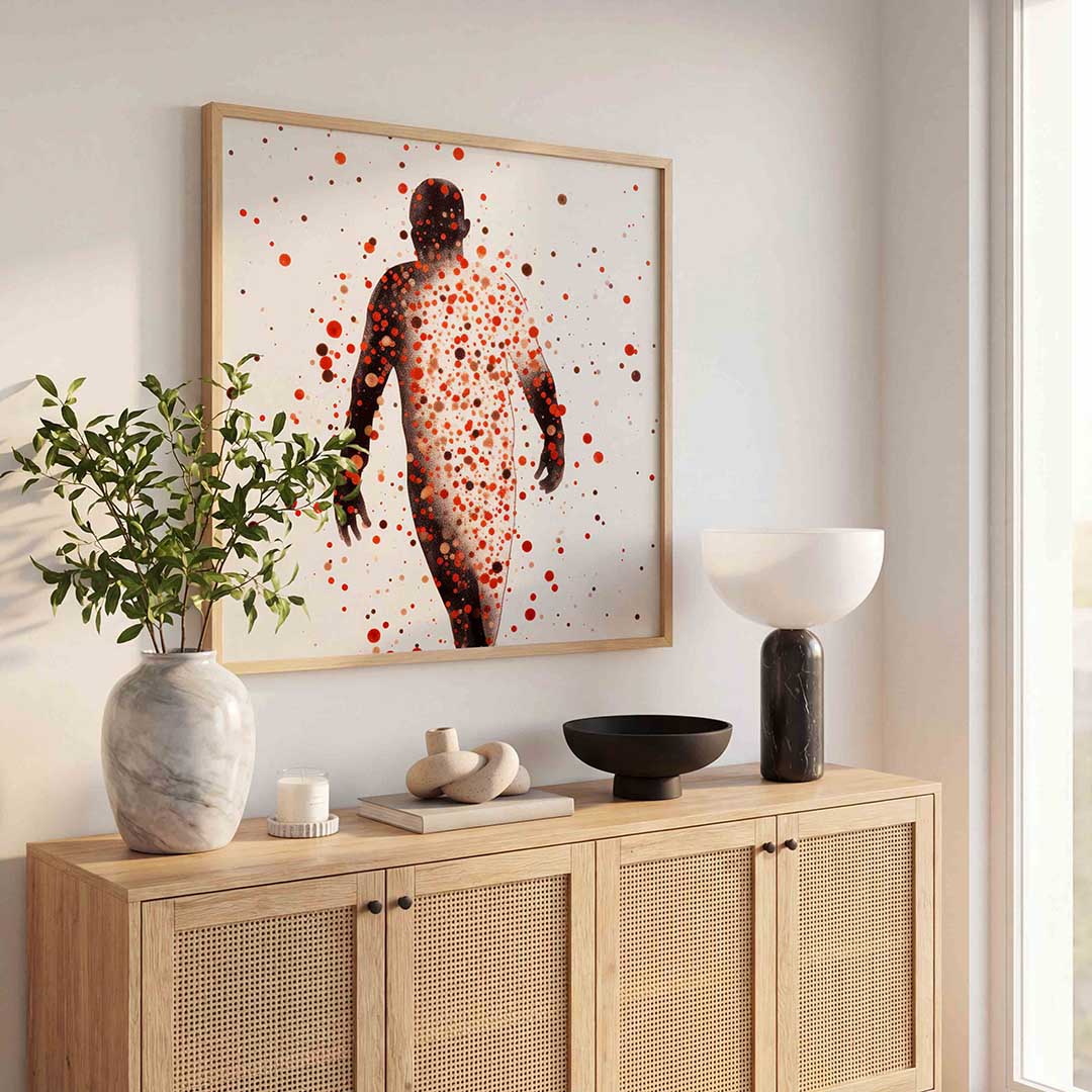 Silhouet met stippen – illustratie poster in vierkant formaat