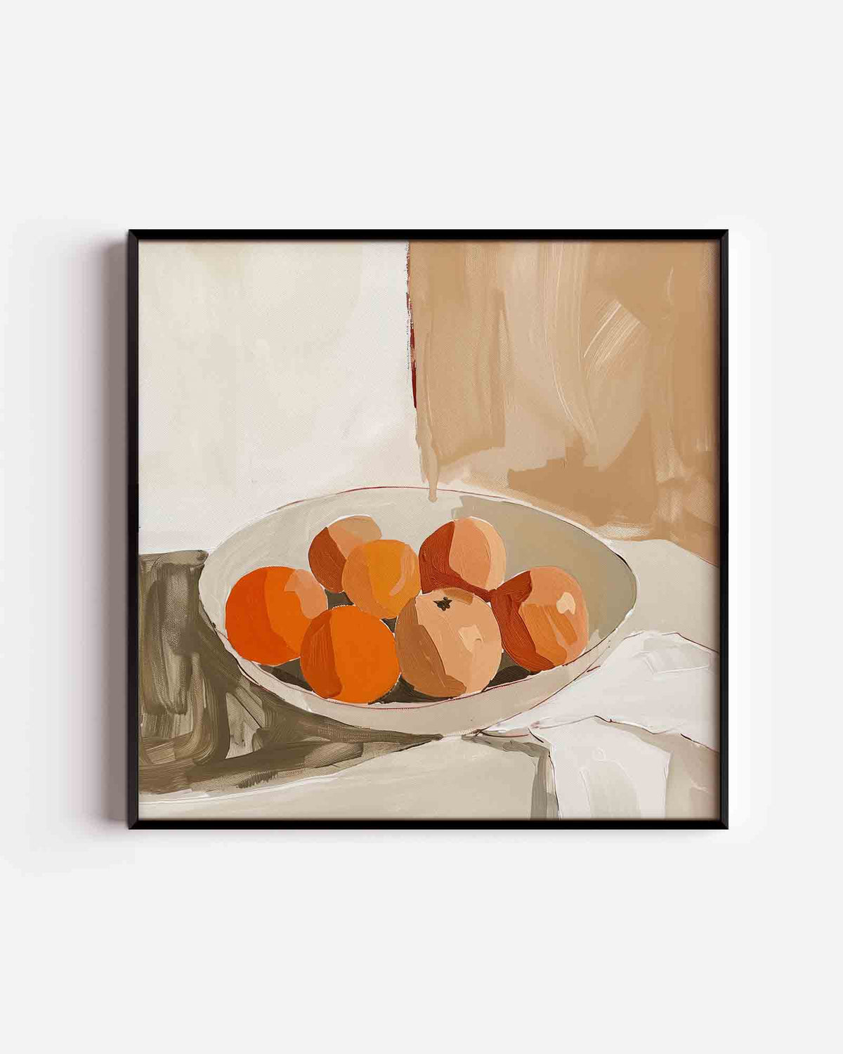 Schaal met sinaasappels – design vierkante poster als wanddecoratie