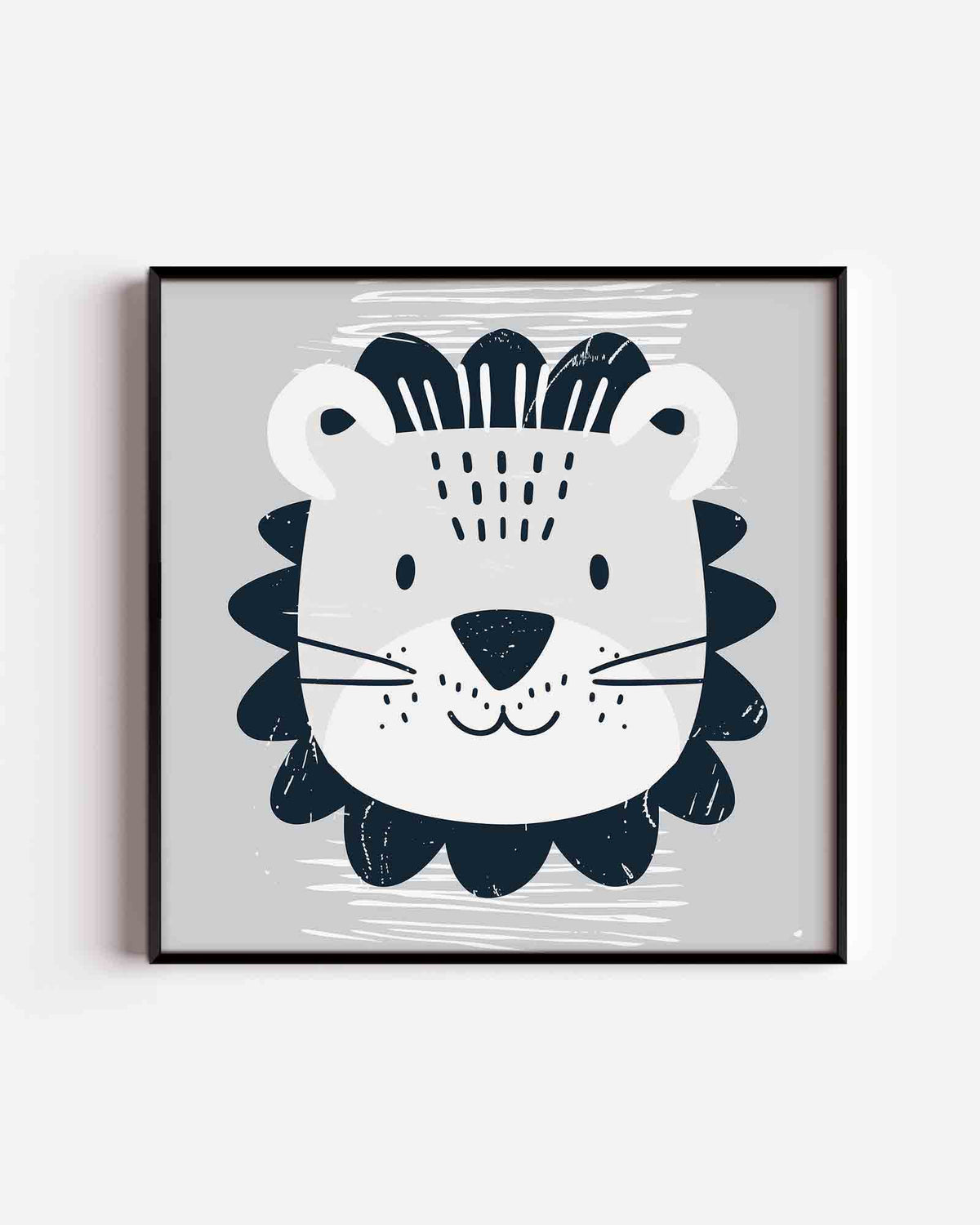 Leeuw gezicht – vierkante kinderposter als wanddecoratie
