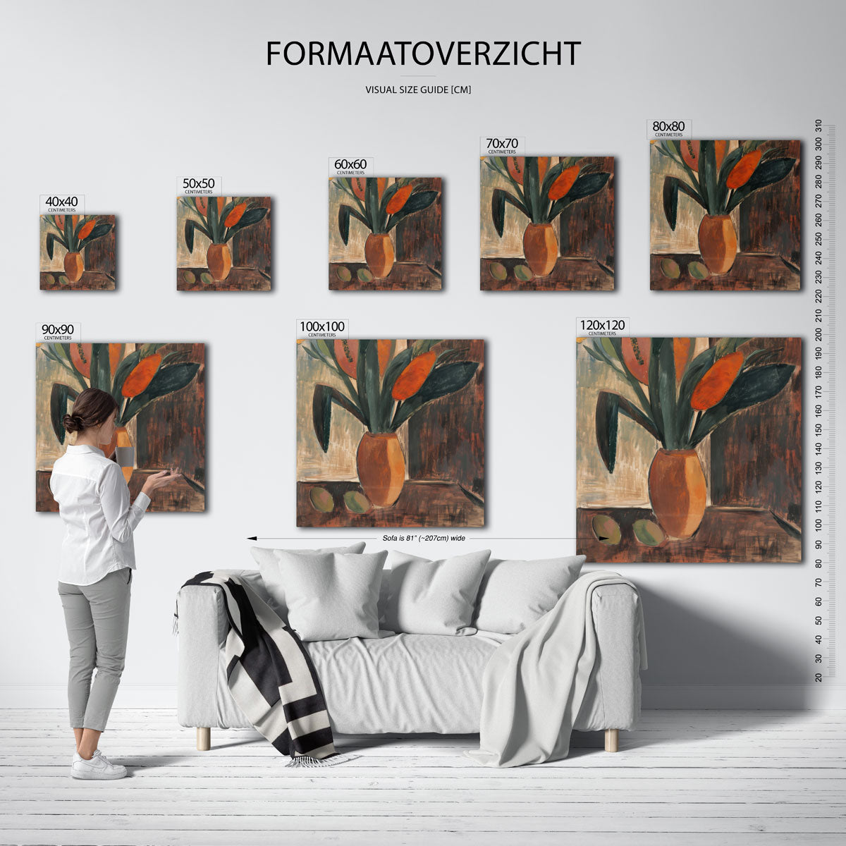 Vaas met bloemen – vierkante muurposter met kunst en design