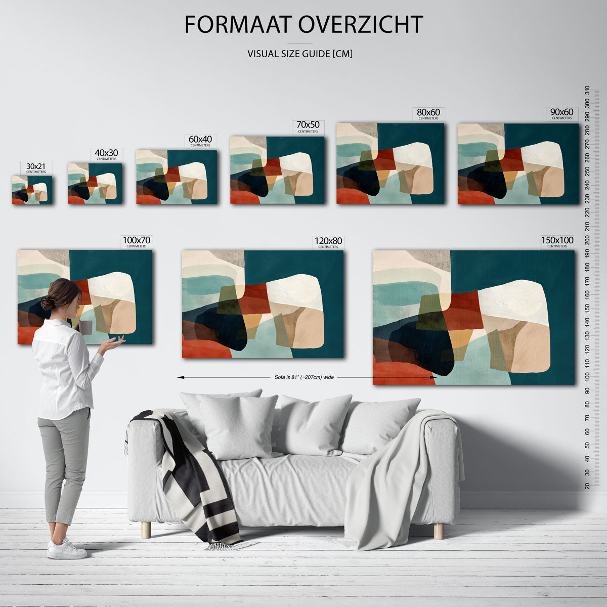 Abstracte vormen – liggende muurposter met abstracte vormen