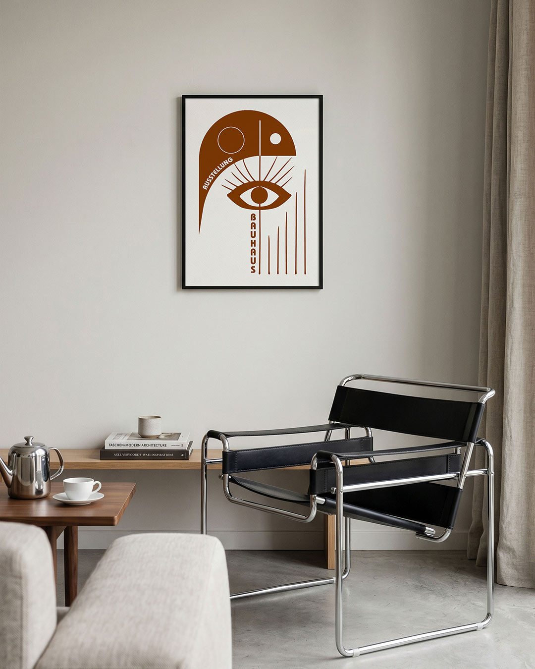 Oog en lijnen – geometrische Bauhaus poster in staand formaat