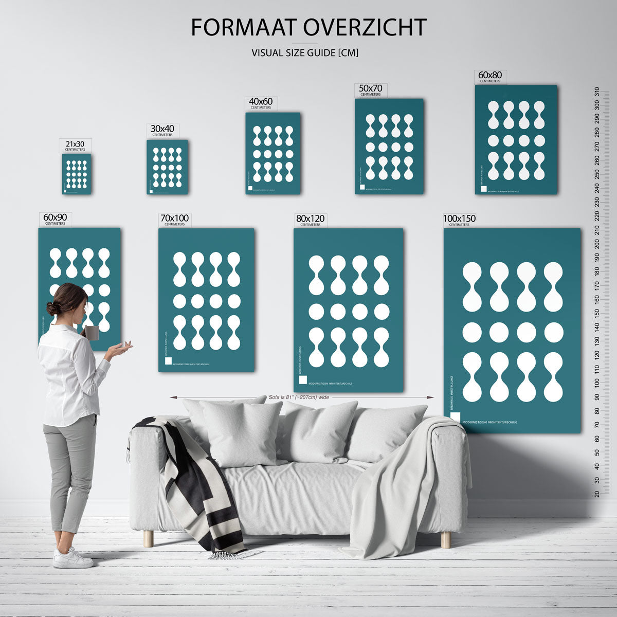 Vormritme en balans – geometrische poster in Bauhaus-stijl van WallArtistic