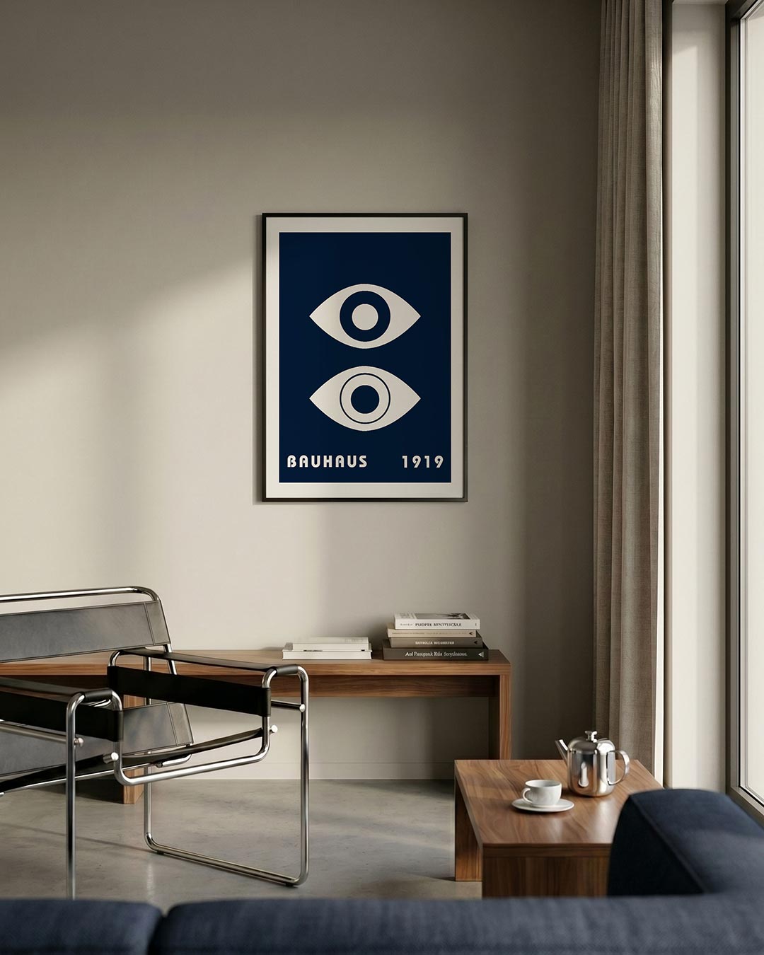 Oogvormen en tekst – staande Bauhaus poster voor aan de muur