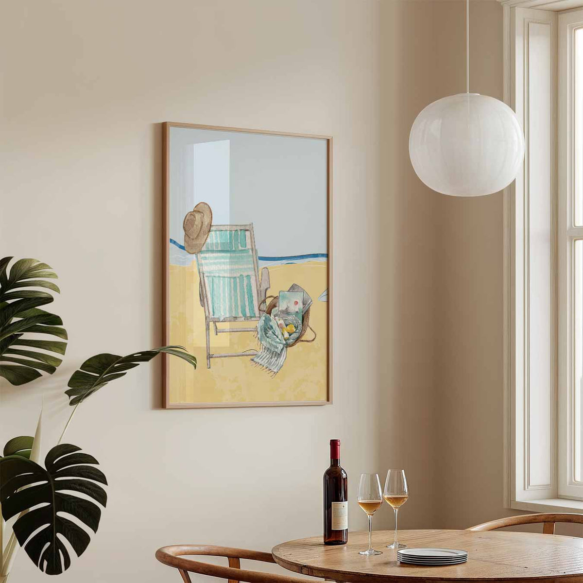 Strandstoel en Hoed – zeedieren poster in staand formaat