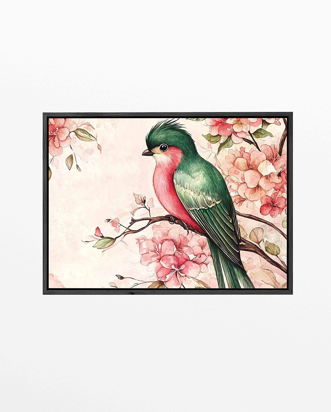 Vogel en bloemen – liggend dieren kunstwerk