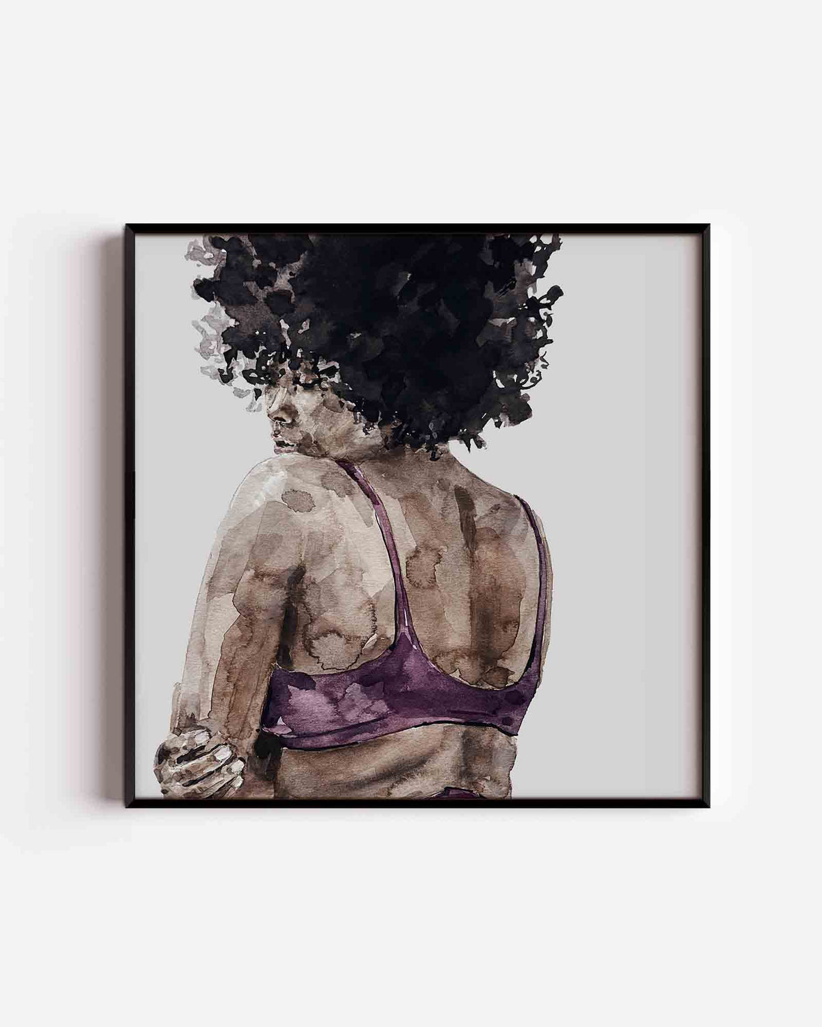 Vrouw met krullend haar – vrouwelijk portret als vierkante poster