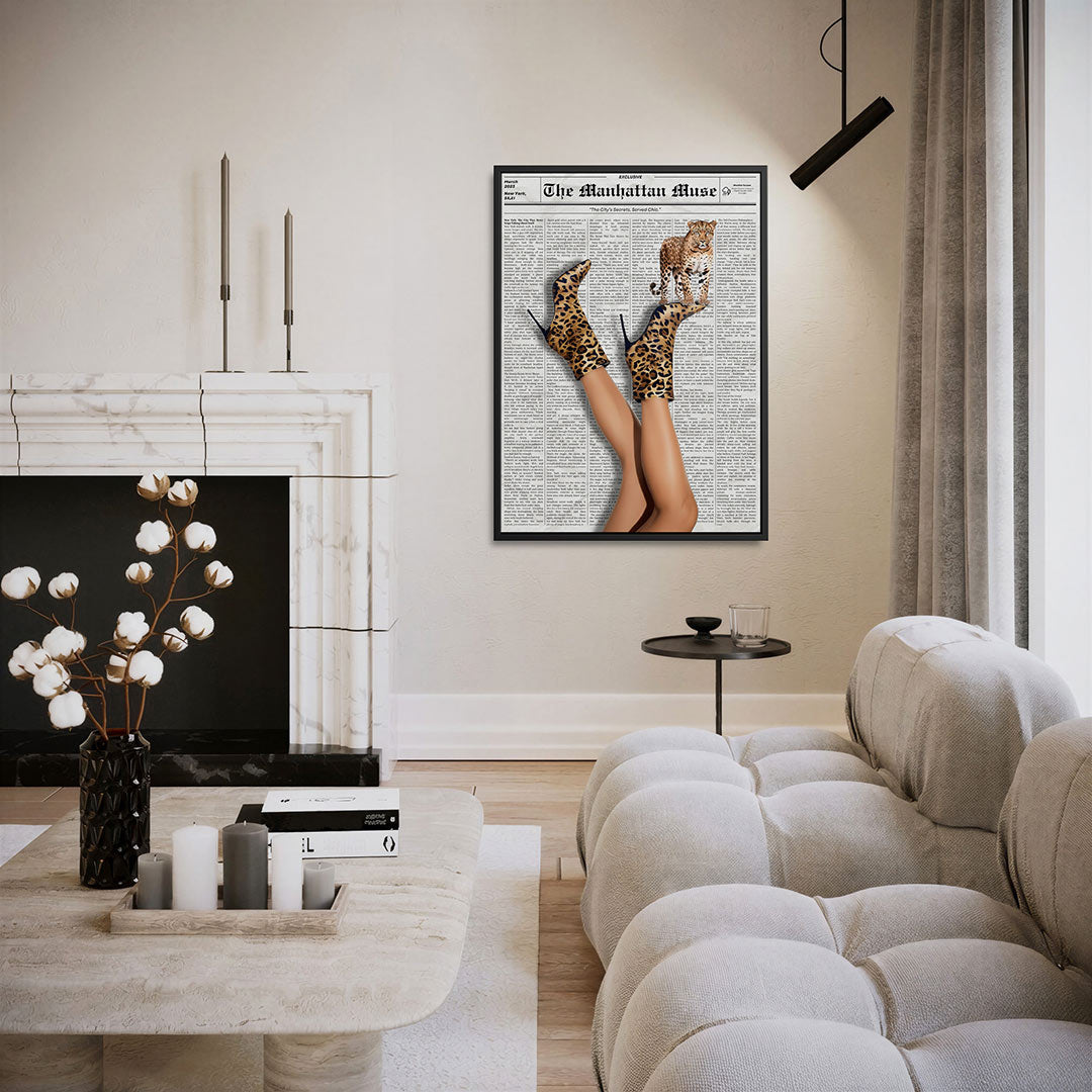 Luipaard en schoenen – staand wanddecoratie kunstwerk