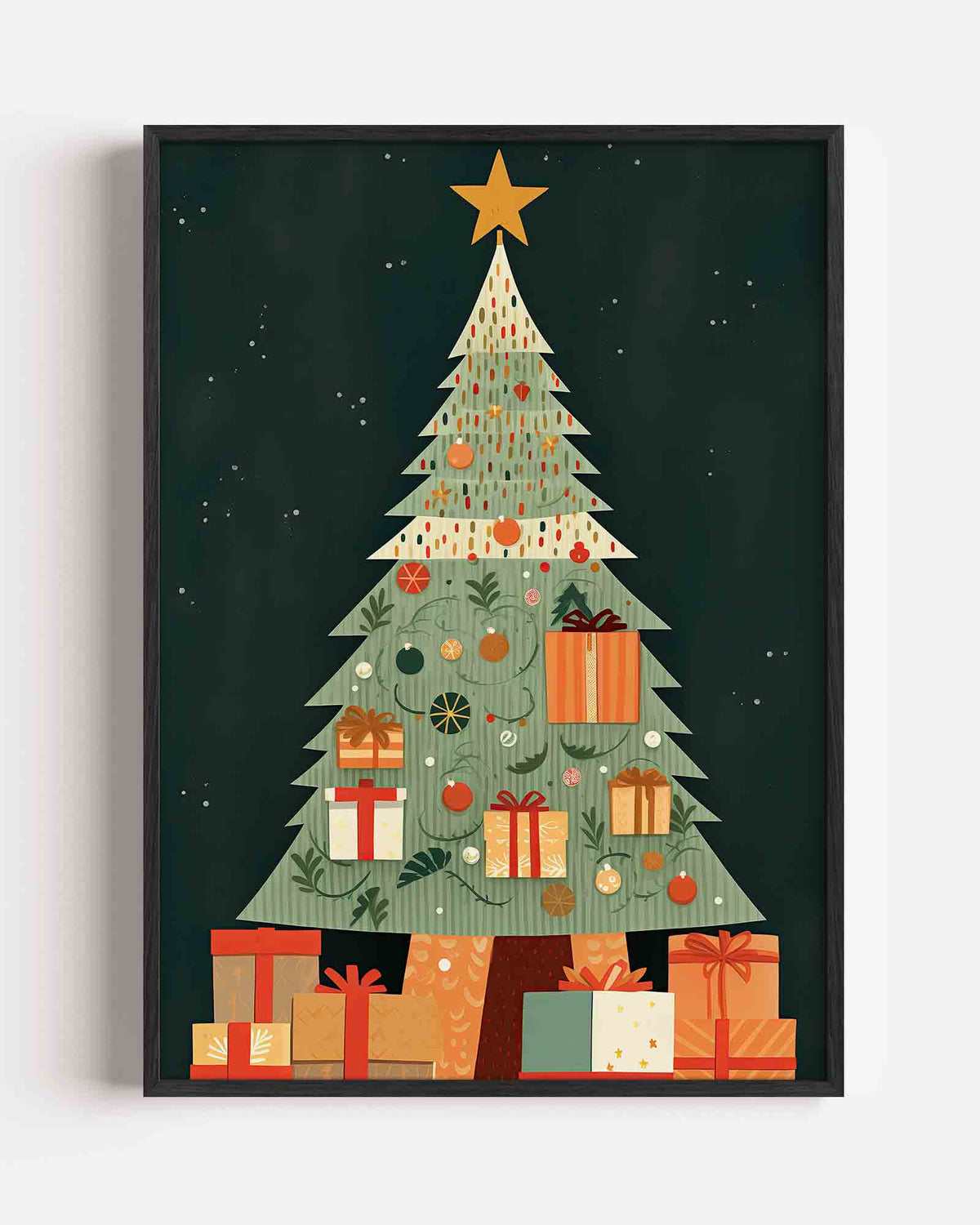 Kerstboom met cadeaus – kerst portret poster als wanddecoratie
