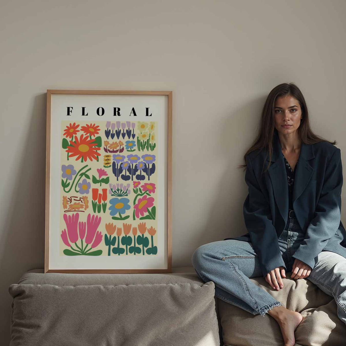 Kleurrijke Bloemenpracht – Streetart wandkunst als portret poster