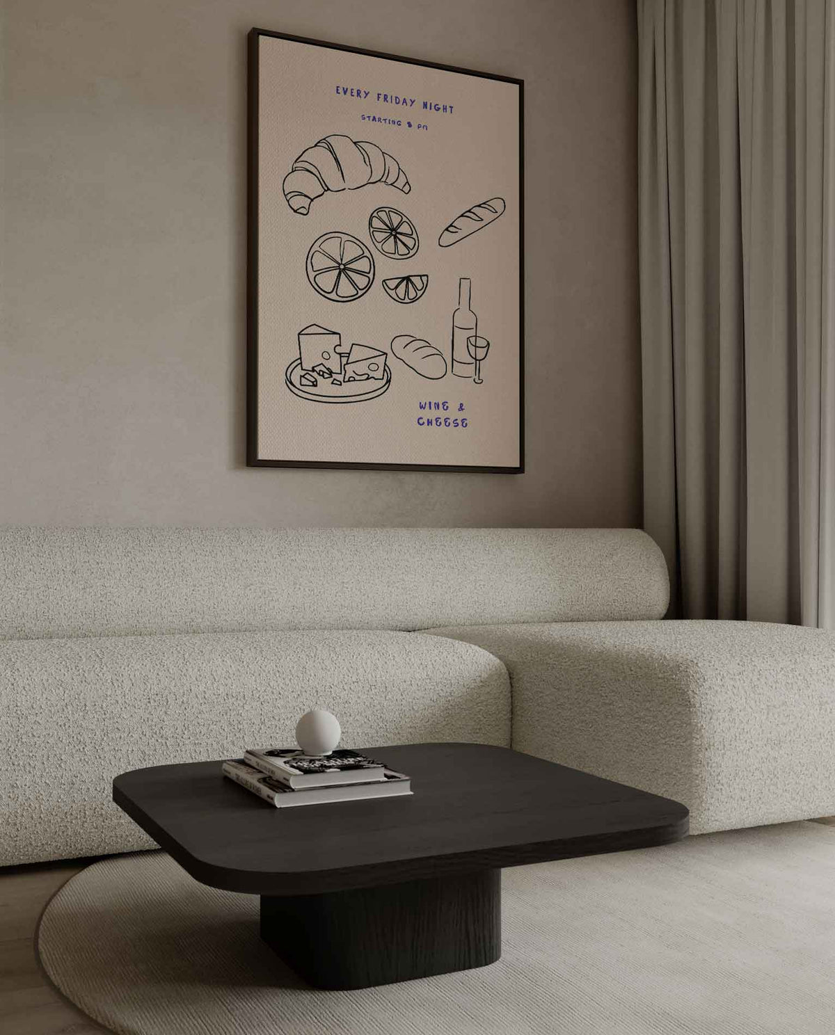 Wine & Cheese Avond – canvas wanddecoratie in portret formaat