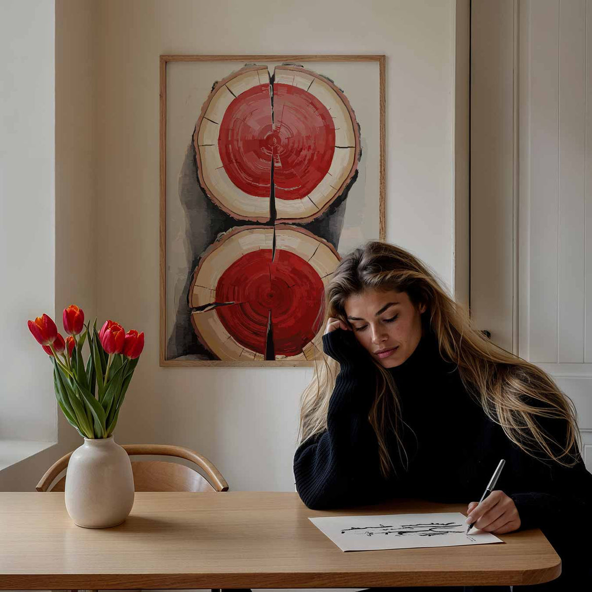 Moderne Houtstructuur – Popart poster als moderne urban wanddecoratie