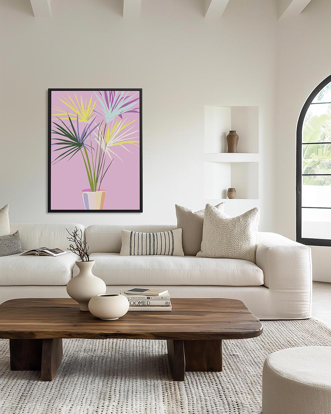 Kleurrijke palmbladeren – staand wanddecoratie kunstwerk