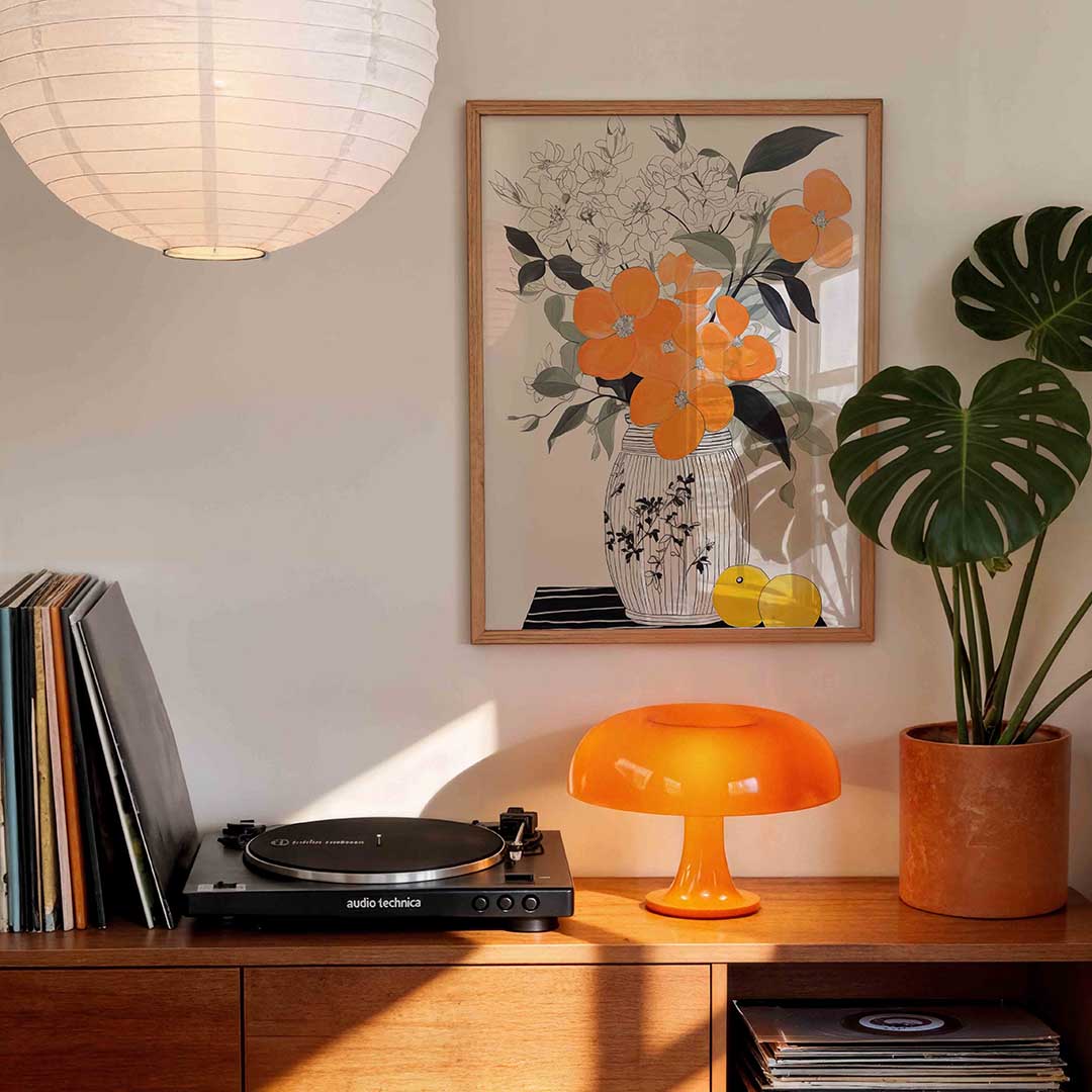 Bloemen in vaas – staande bloemen wanddecoratie van WallArtistic