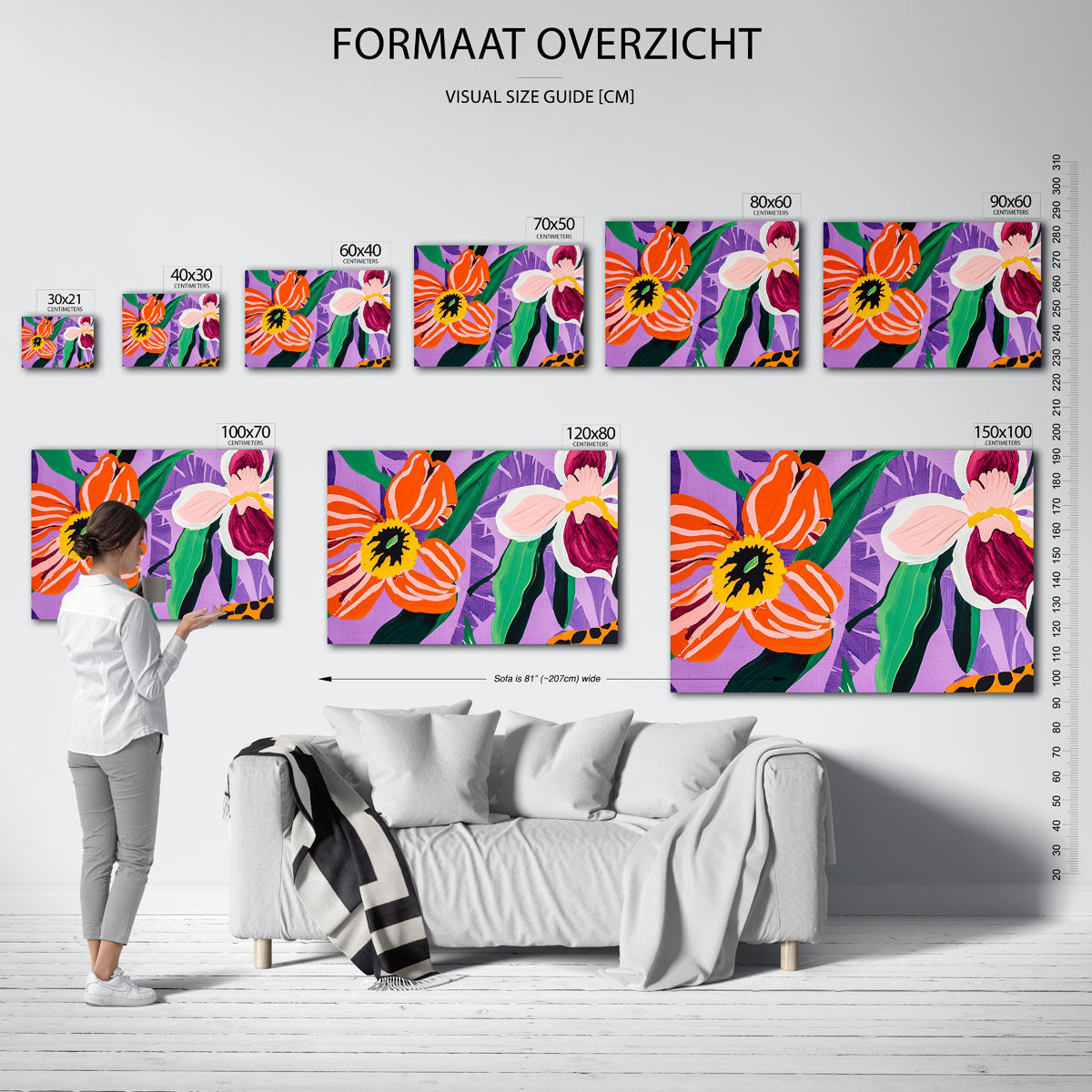 Bloemen en bladeren – liggende muurposter met jungle thema