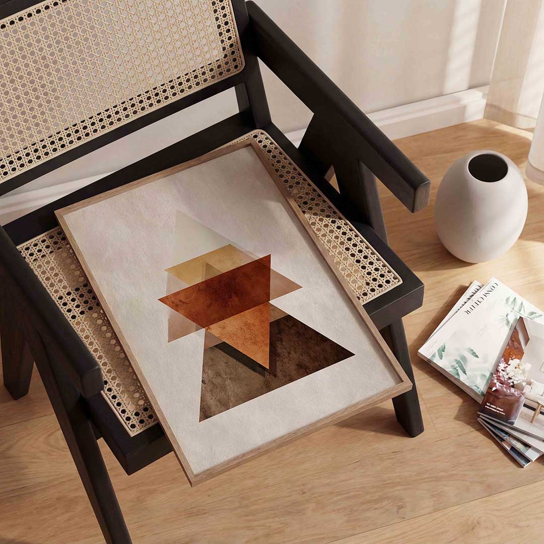 Geometrische driehoeken – abstracte wandkunst als portret poster
