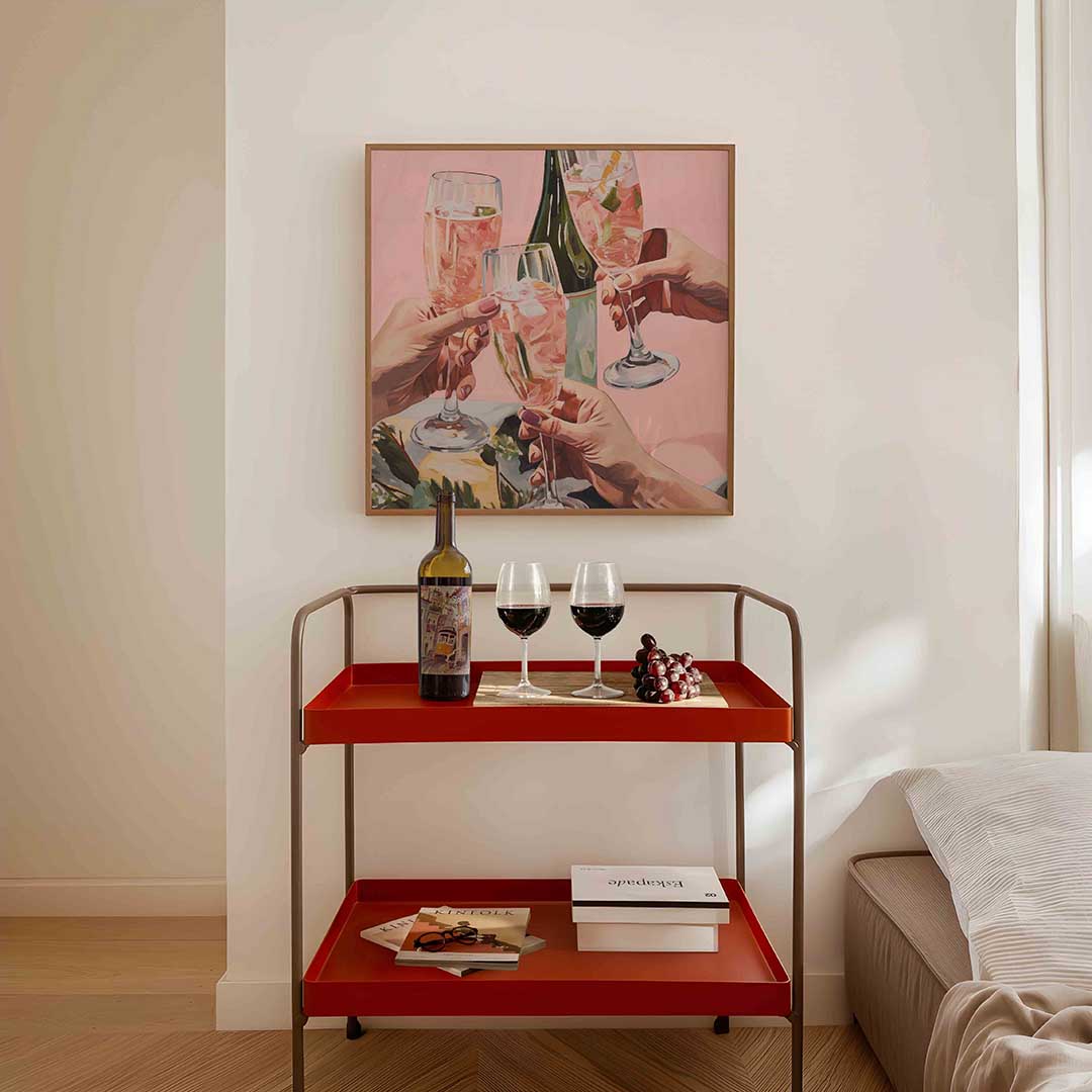 Drie glazen met drank – vierkante keuken wanddecoratie van WallArtistic
