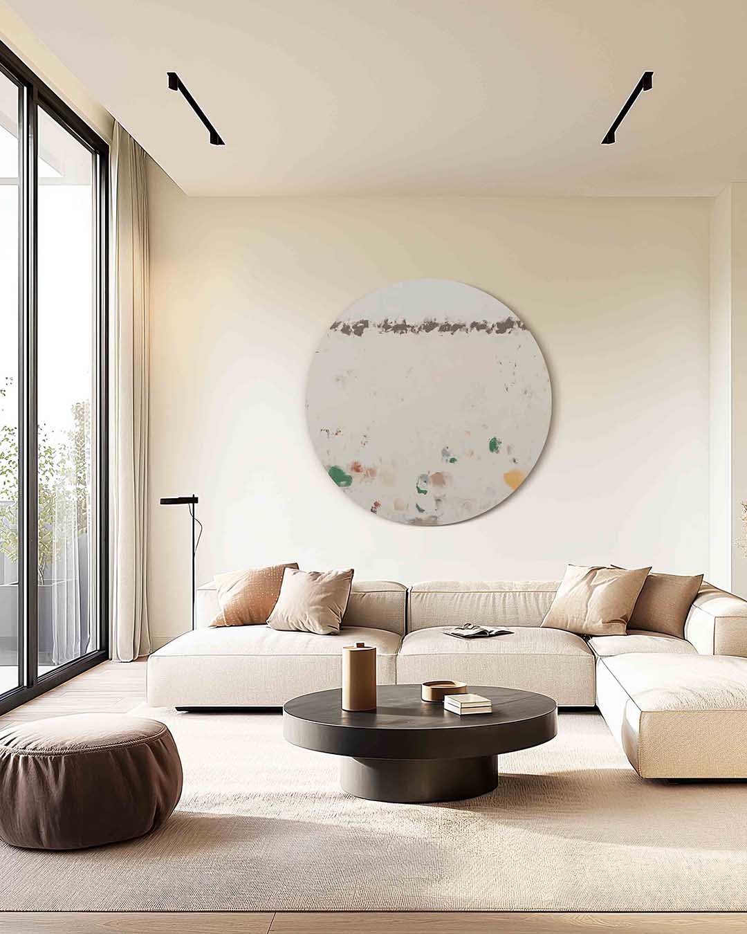 Abstracte vormen – kleurrijke muurcirkel als ronde wanddecoratie