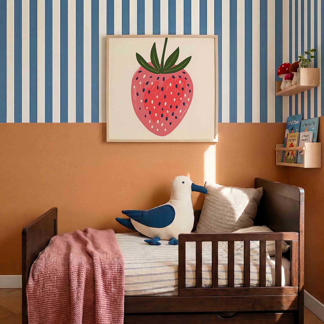Aardbei – kids poster in vierkant formaat