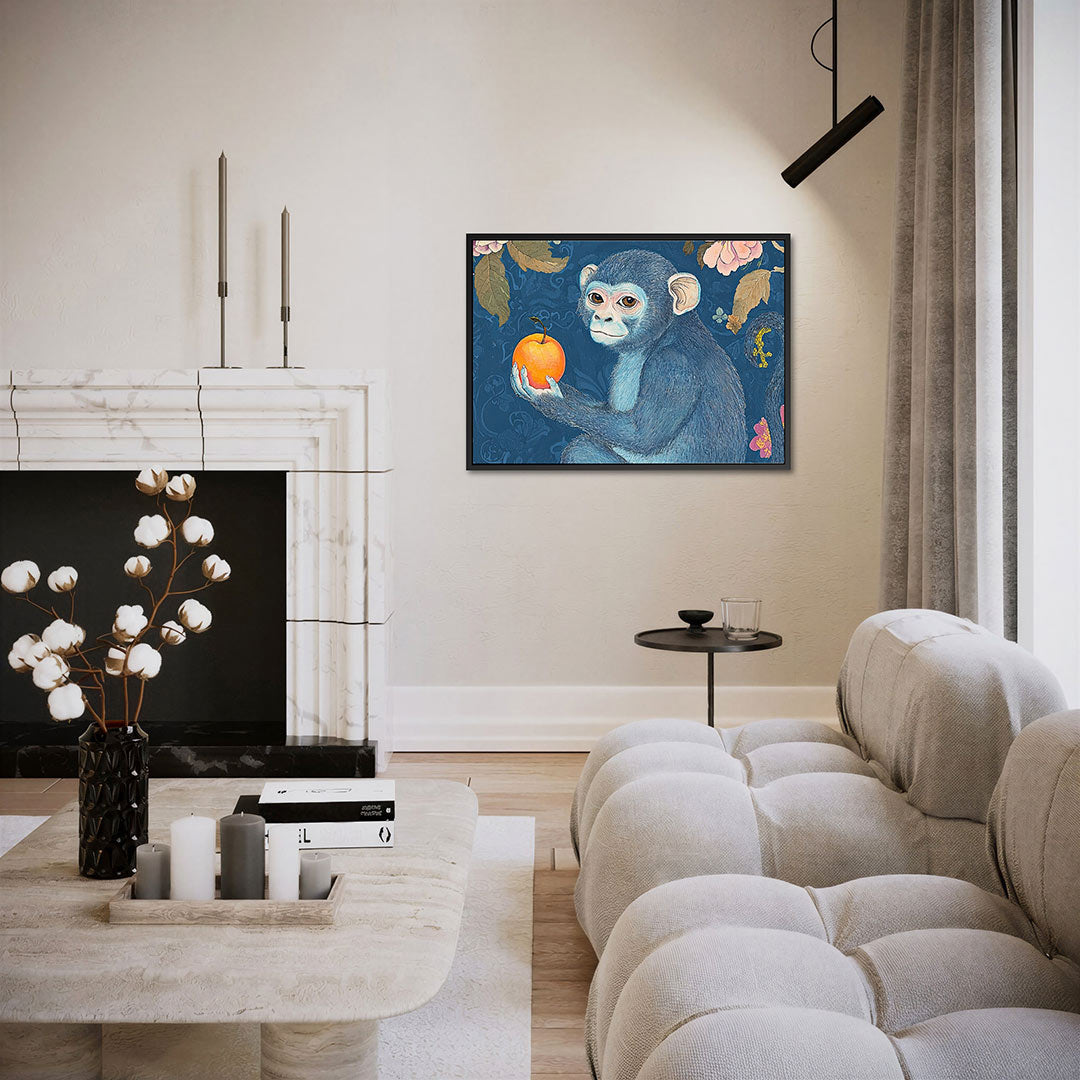 Dromerige aap – liggende wanddecoratie