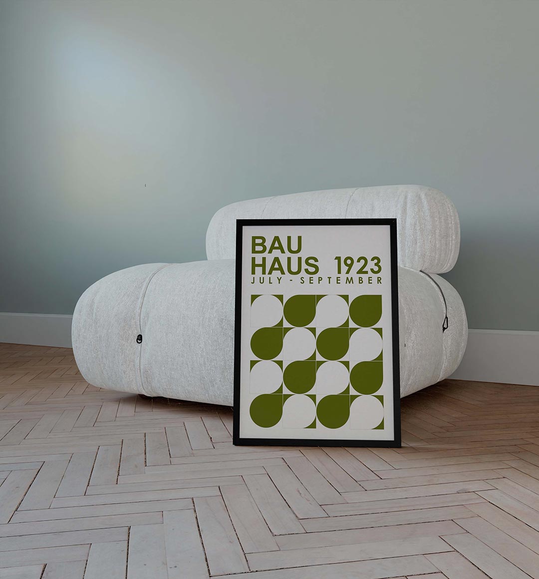 Vormritme en kleur – geometrische poster in Bauhaus-stijl van WallArtistic