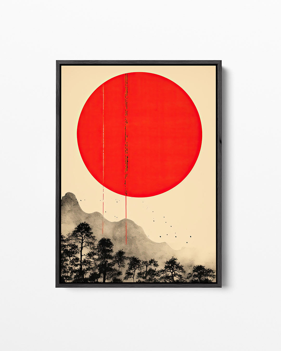 Rode zon landschap – staand wanddecoratie kunstwerk