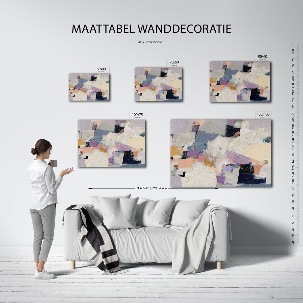 Dynamische vormen – moderne liggende wandkunst