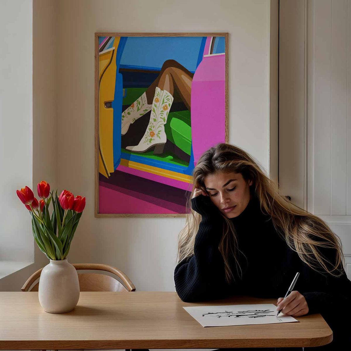 Vrolijke Boho Cowboy Laars – paasposter in staand formaat