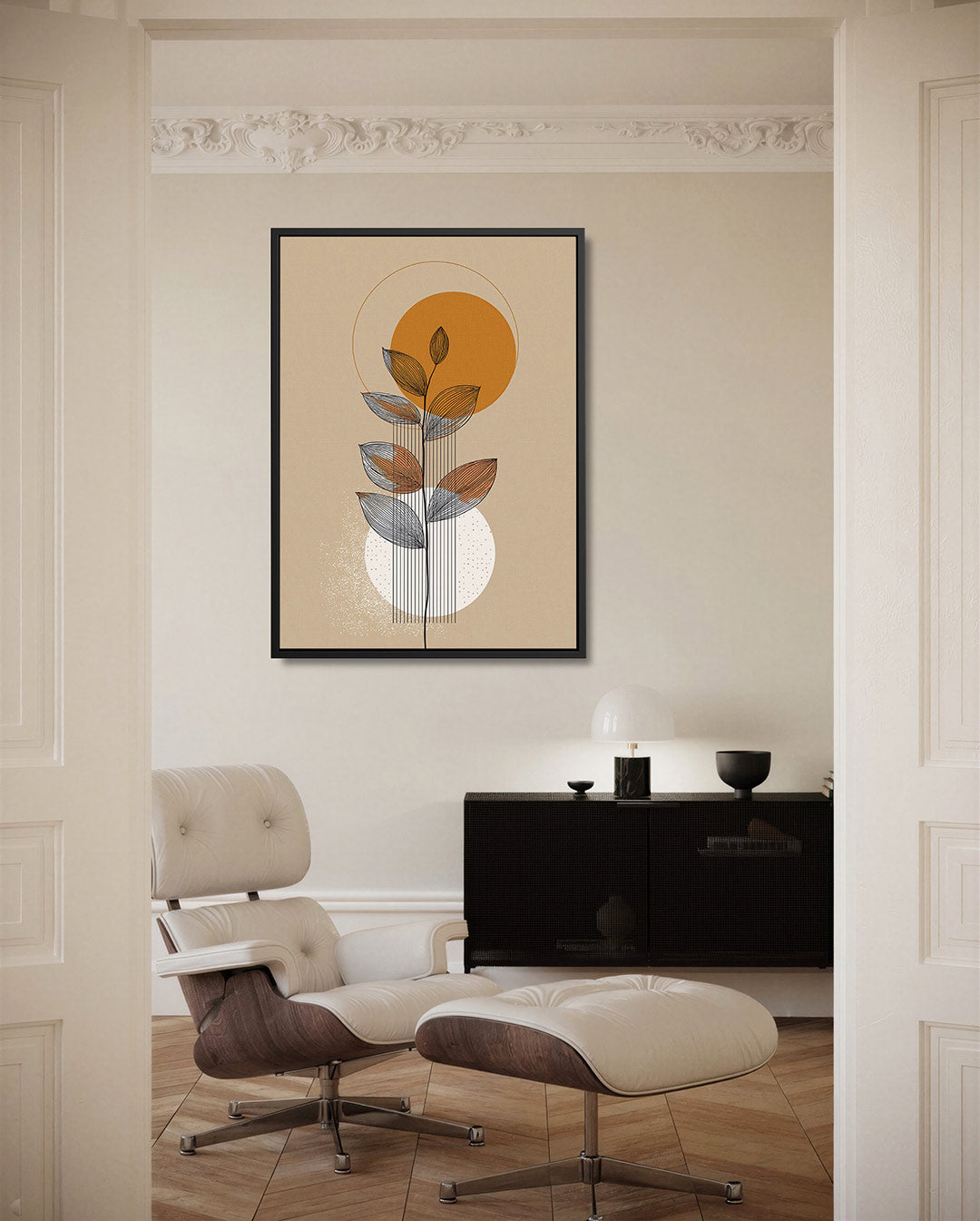 Geometrische natuurvormen – moderne staande wandkunst