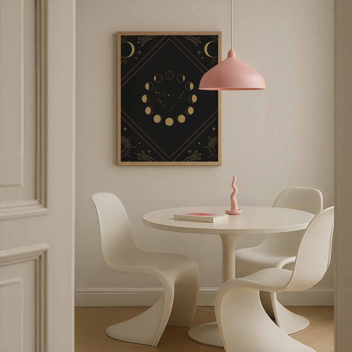 Maanfasen en Sterren – staande mindful wanddecoratie van WallArtistic