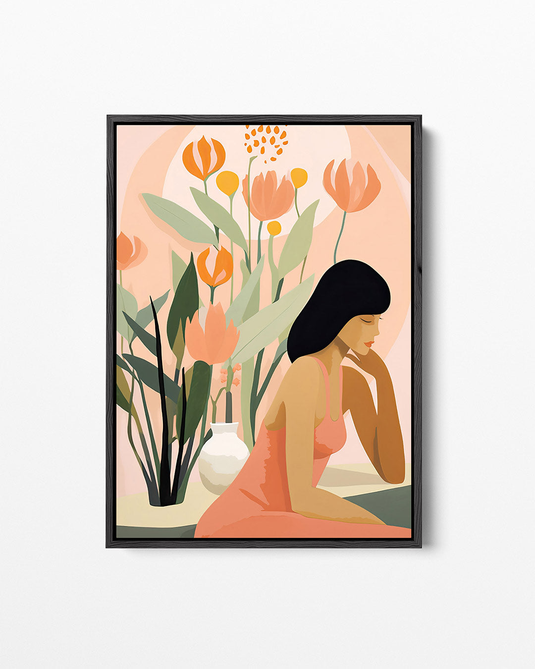 Vrouw met bloemen – staand wanddecoratie kunstwerk