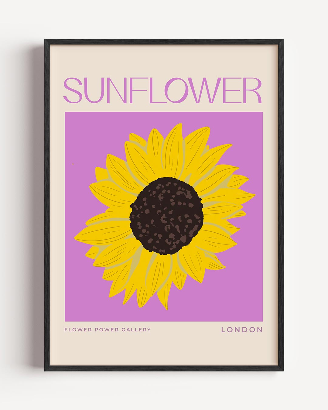 Zonnebloem Art – typografie portret poster als wanddecoratie