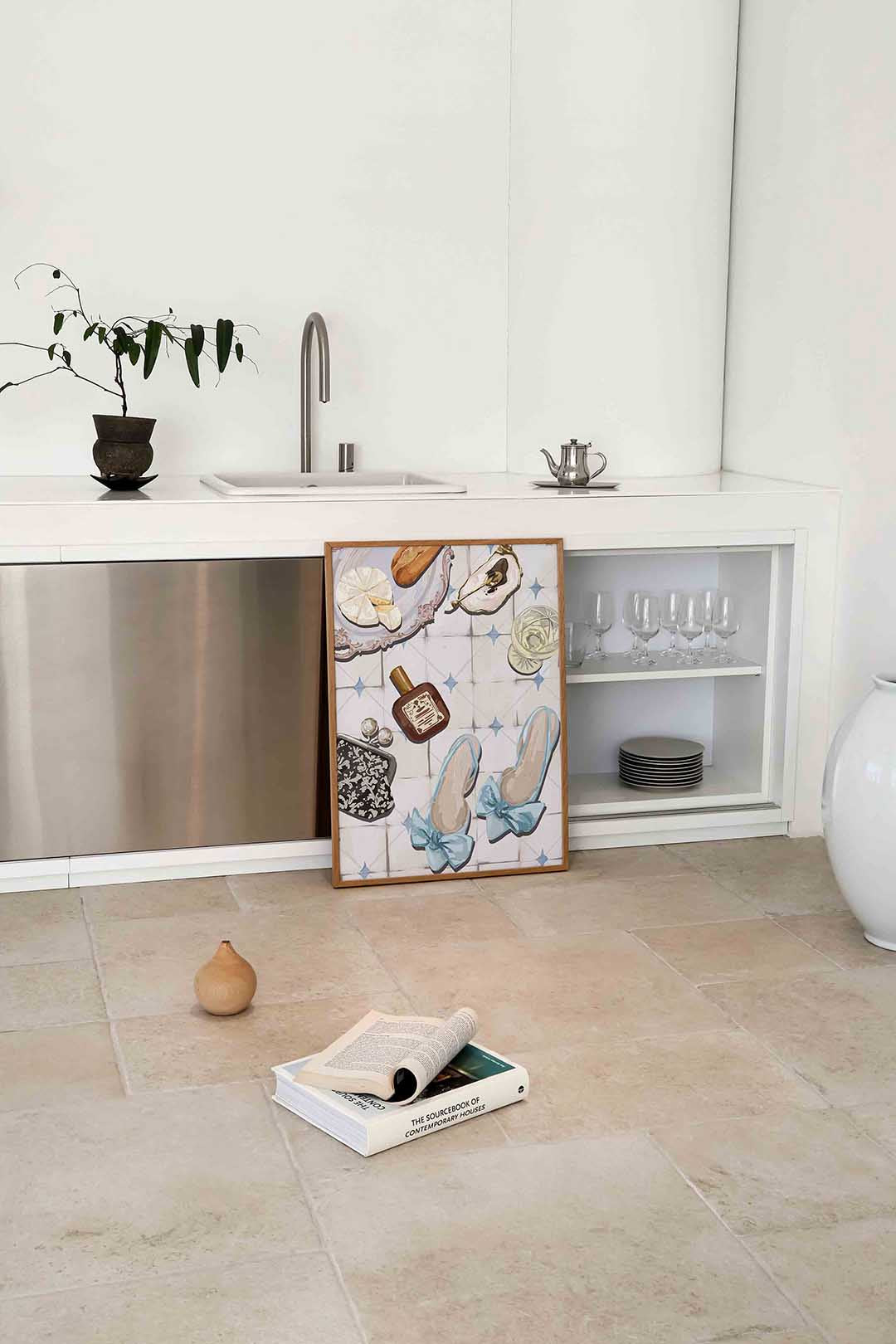 Stilleven met schoenen en accessoires – culinaire wandkunst als portret poster
