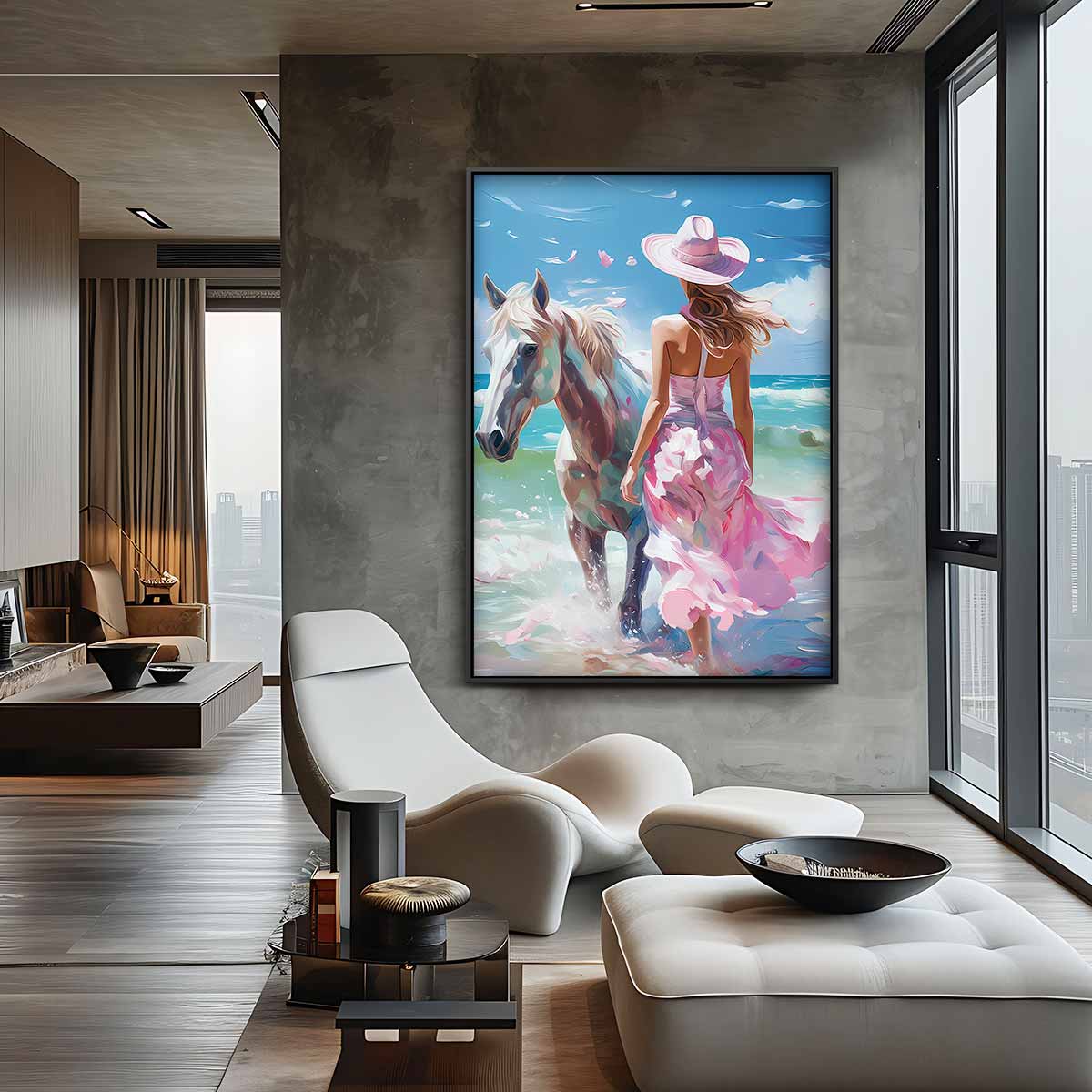 Aan de Zee met Elegantie – staand kunstwerk voor modern interieur