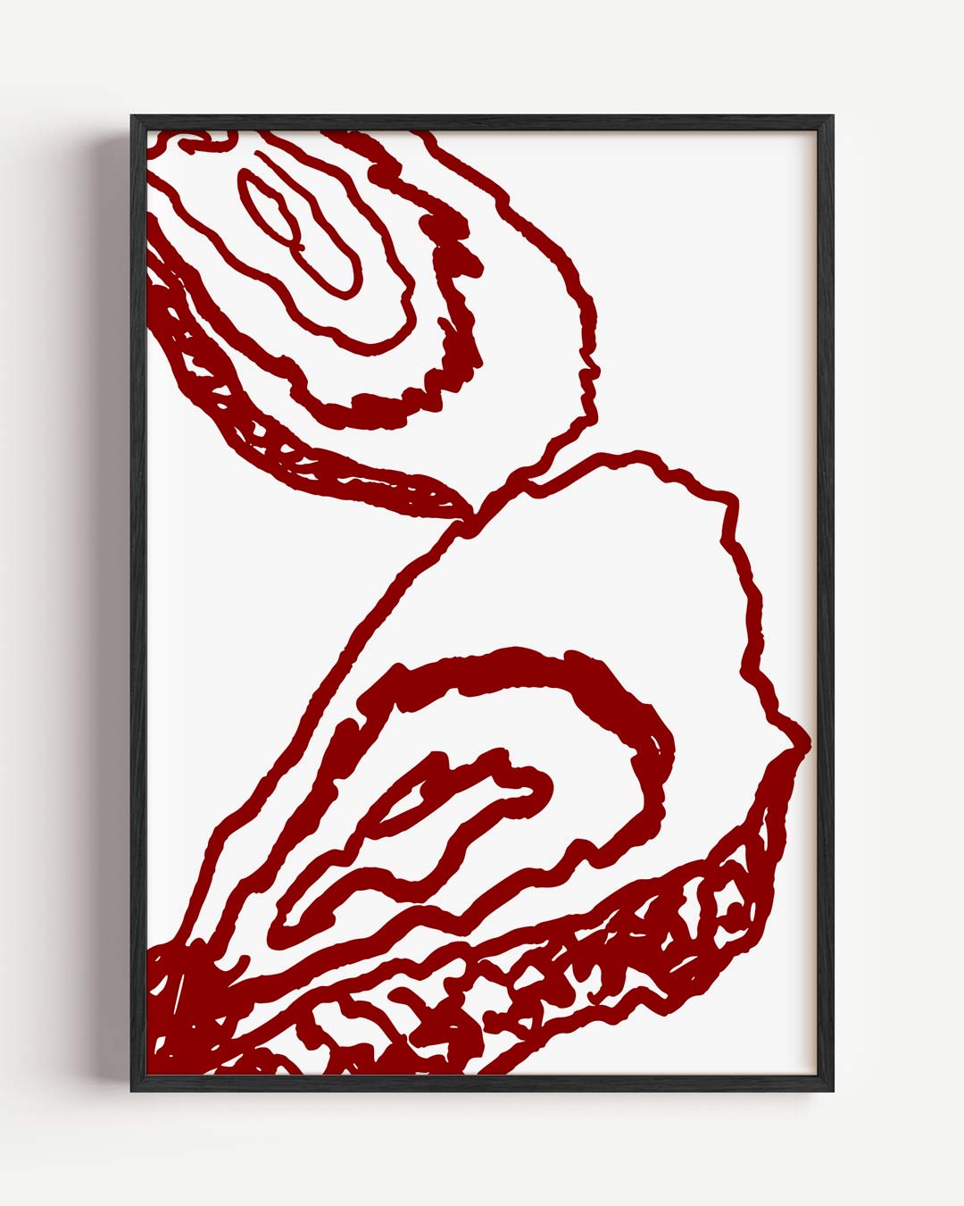 Minimalistische Rode Lijntekening – zomer portret poster als wanddecoratie