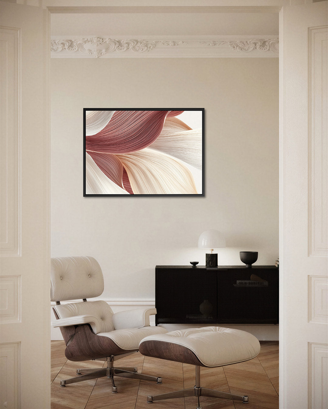 Golvende lijnen – Abstract kunstwerk – liggende wanddecoratie