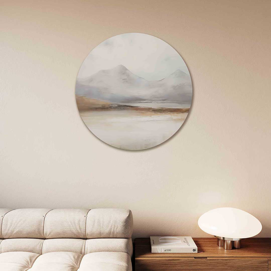 Berglandschap – kleurrijke Pop Art muurcirkel voor aan de muur