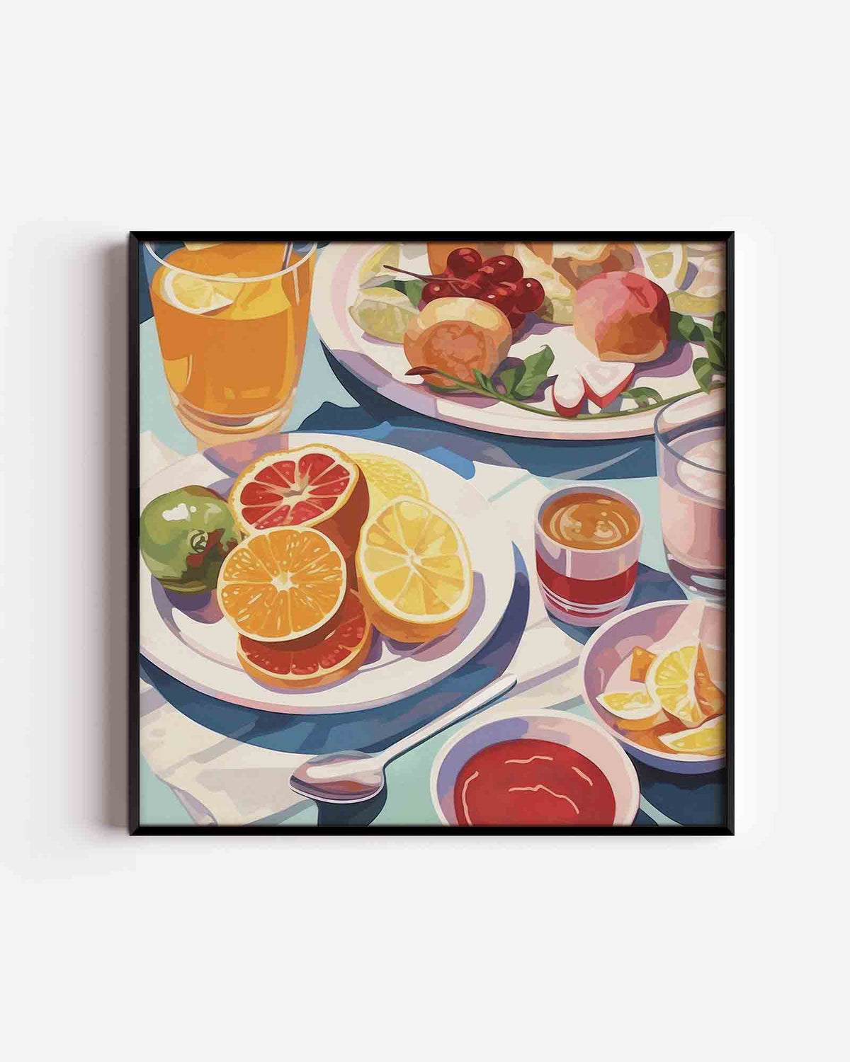 Ontbijt met fruit – keuken vierkante poster als wanddecoratie