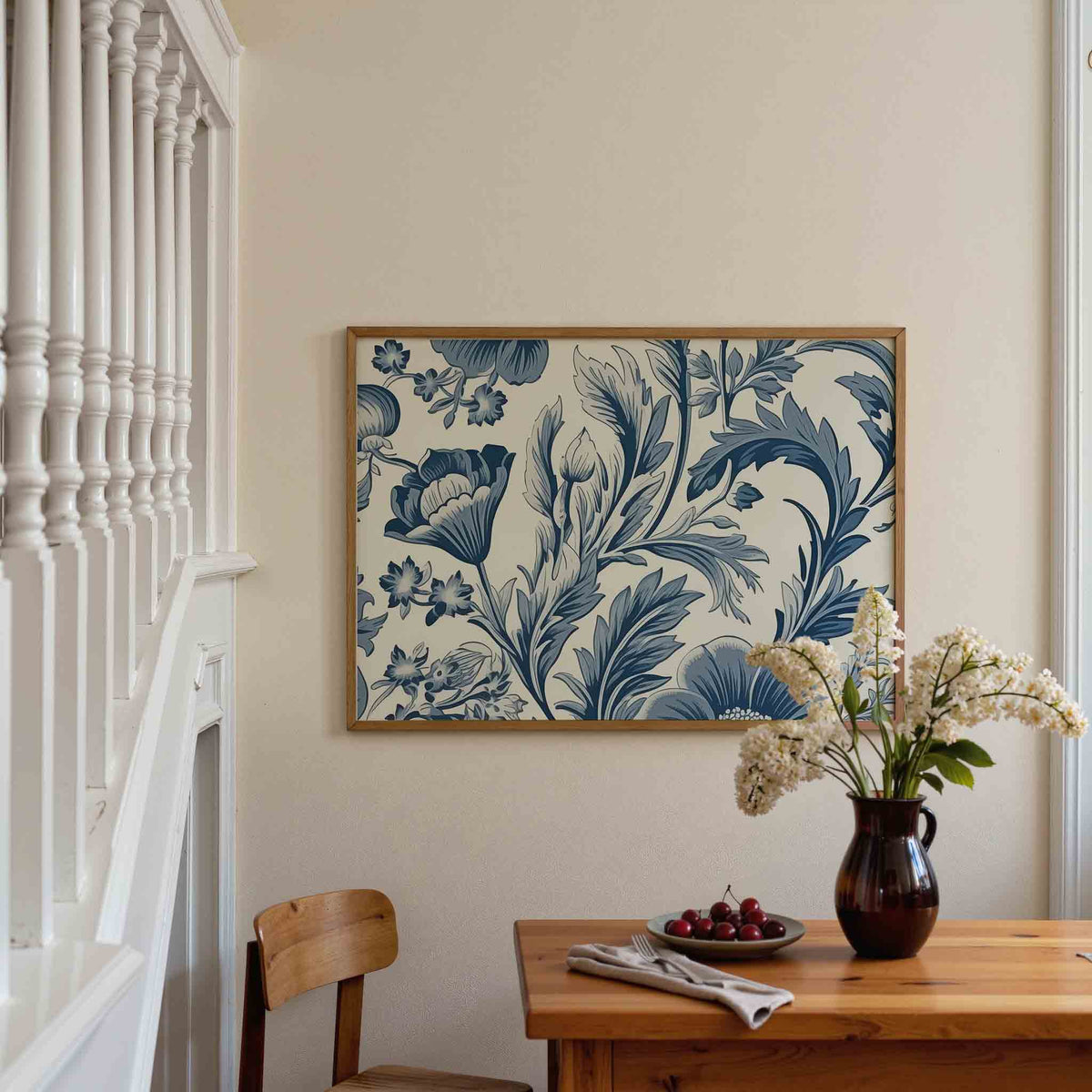 Blauwe bloemen – botanische poster in liggend formaat