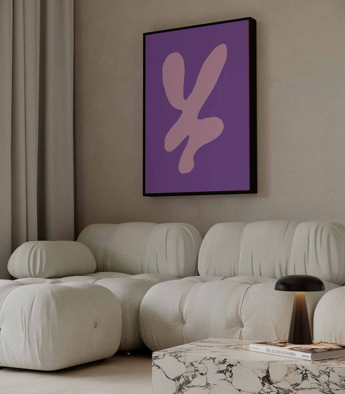 Vrolijke Vormen in Paars en Roze – staande wandkunst voor woonkamer of interieur