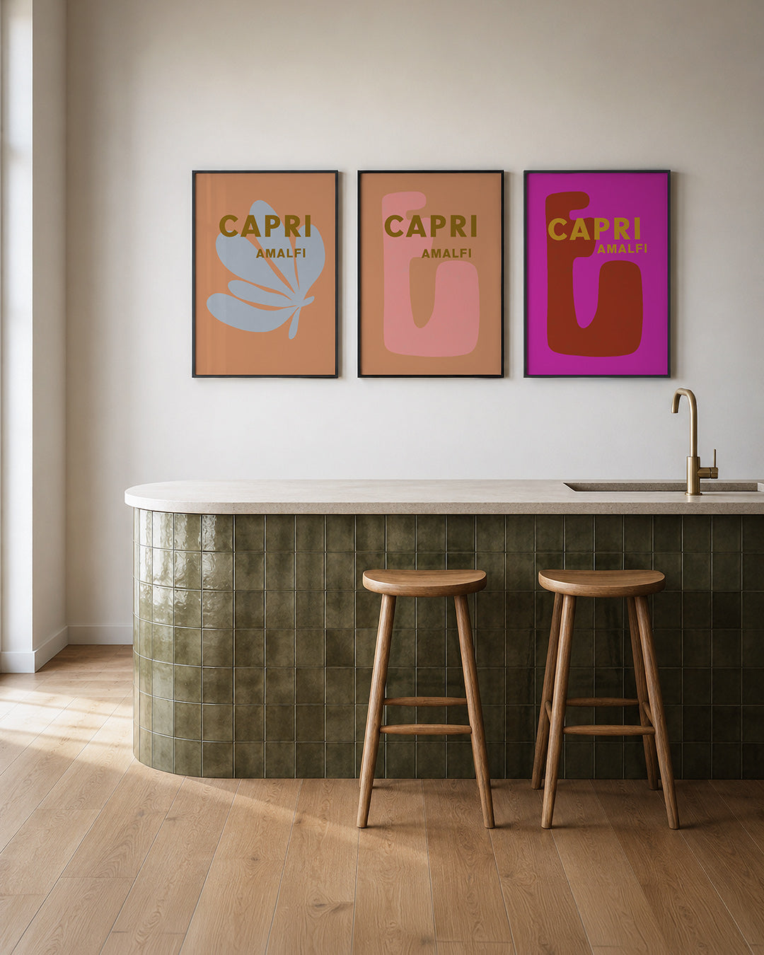 Vorm en kleur posterset – tweede productweergave – deze posterset in drie delen toont een speelse balans van