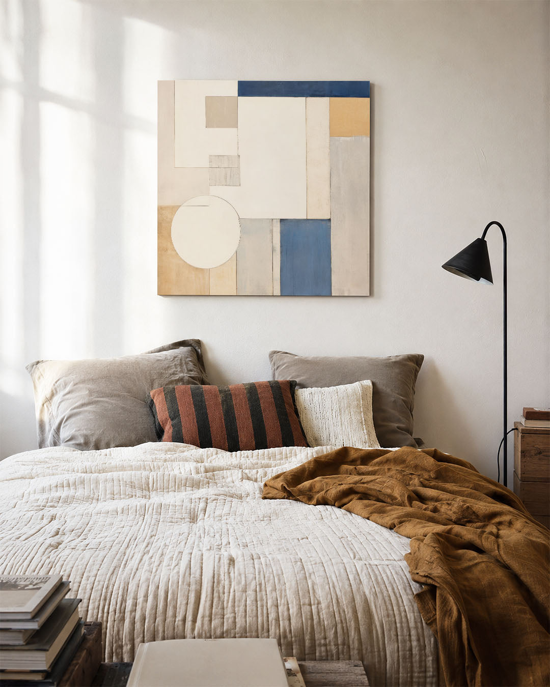 Geometrische vormen compositie kunstwerk – detailweergave – dit werk toont een harmonieuze compositie van rechthoeken en