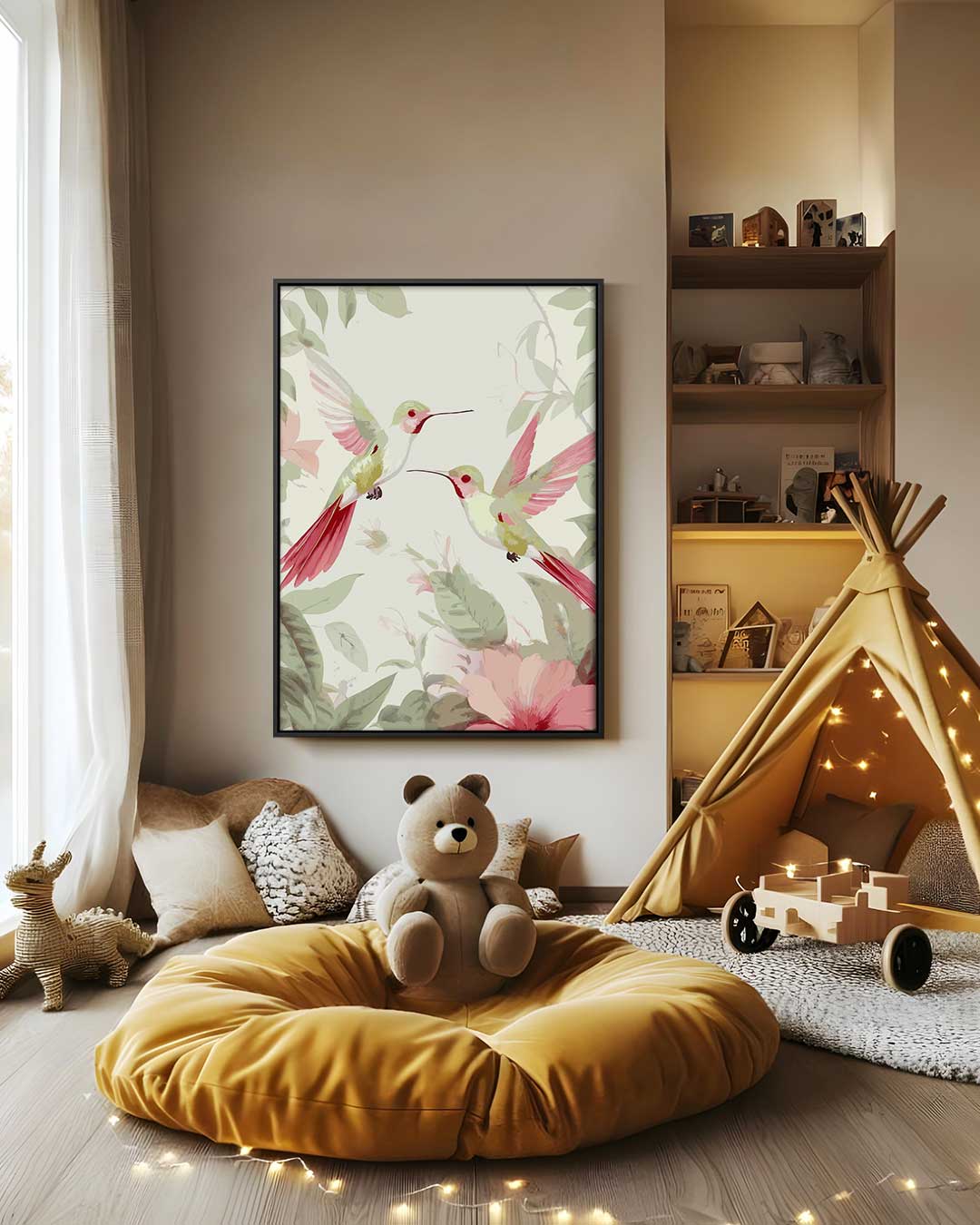 Tropisch Kolibrie Paradijs – canvas wanddecoratie in portret formaat