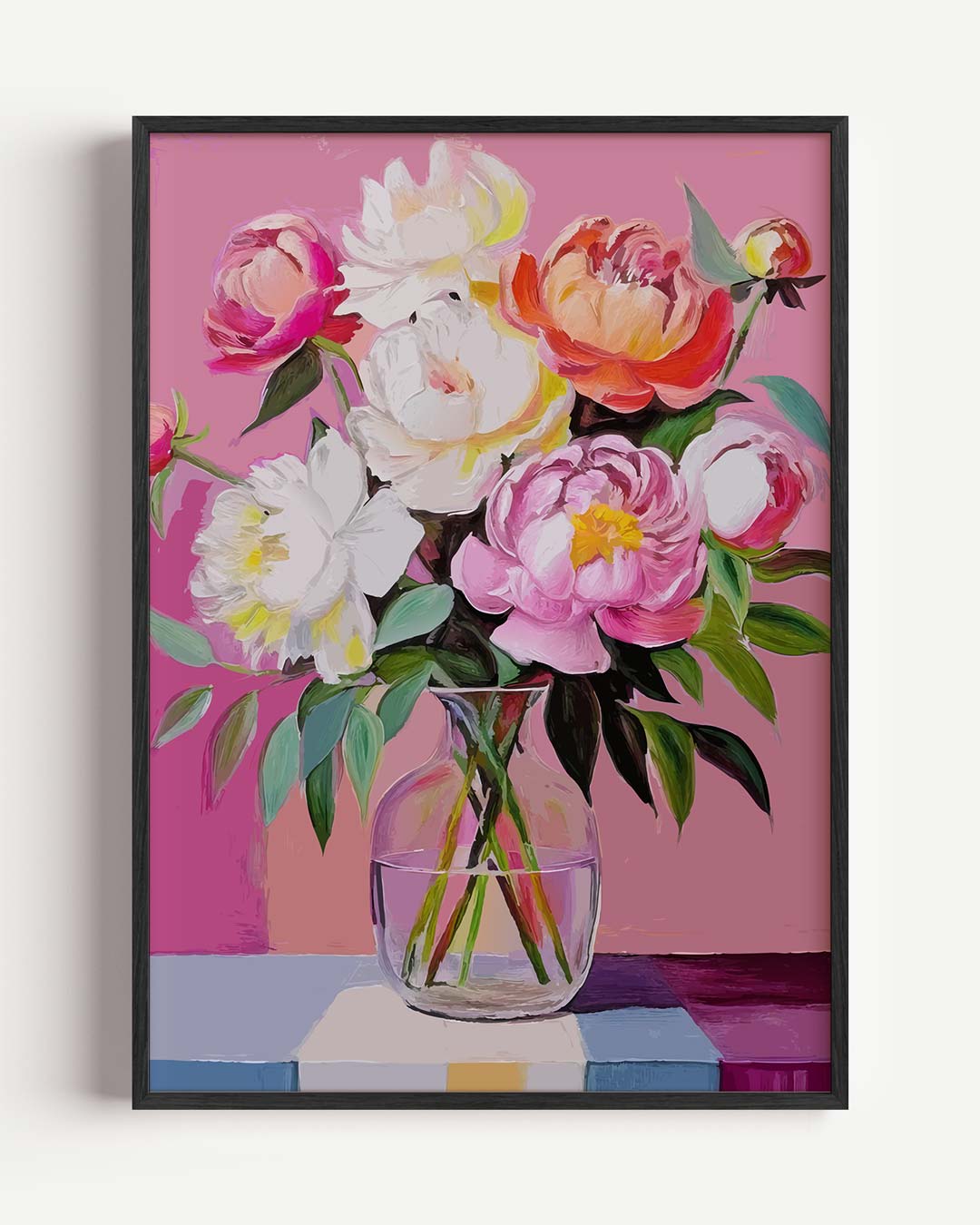 Bloeiend Peonies in Vaas – bloemen portret poster als wanddecoratie