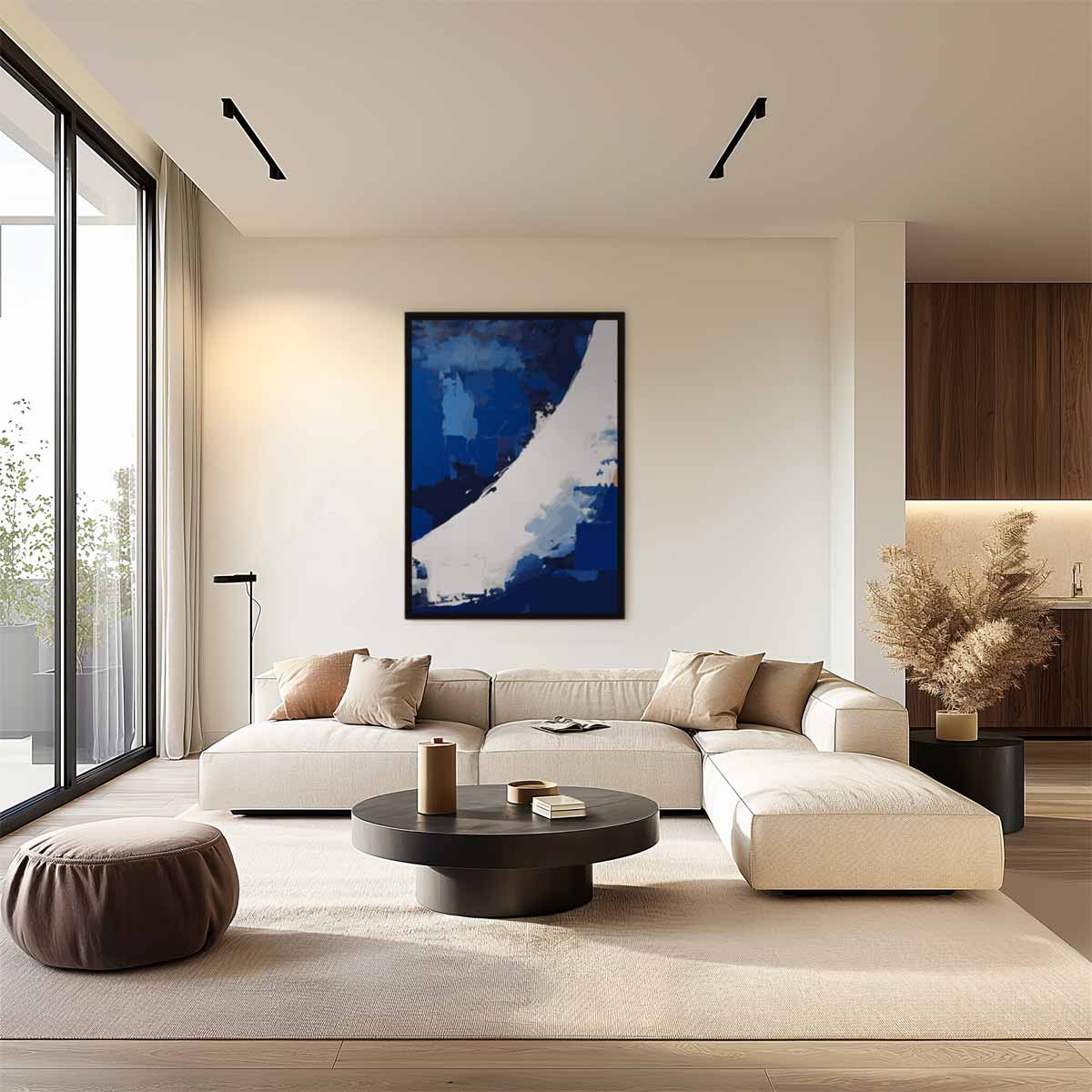 Golvende Blauw – plexiglas wanddecoratie in portret formaat