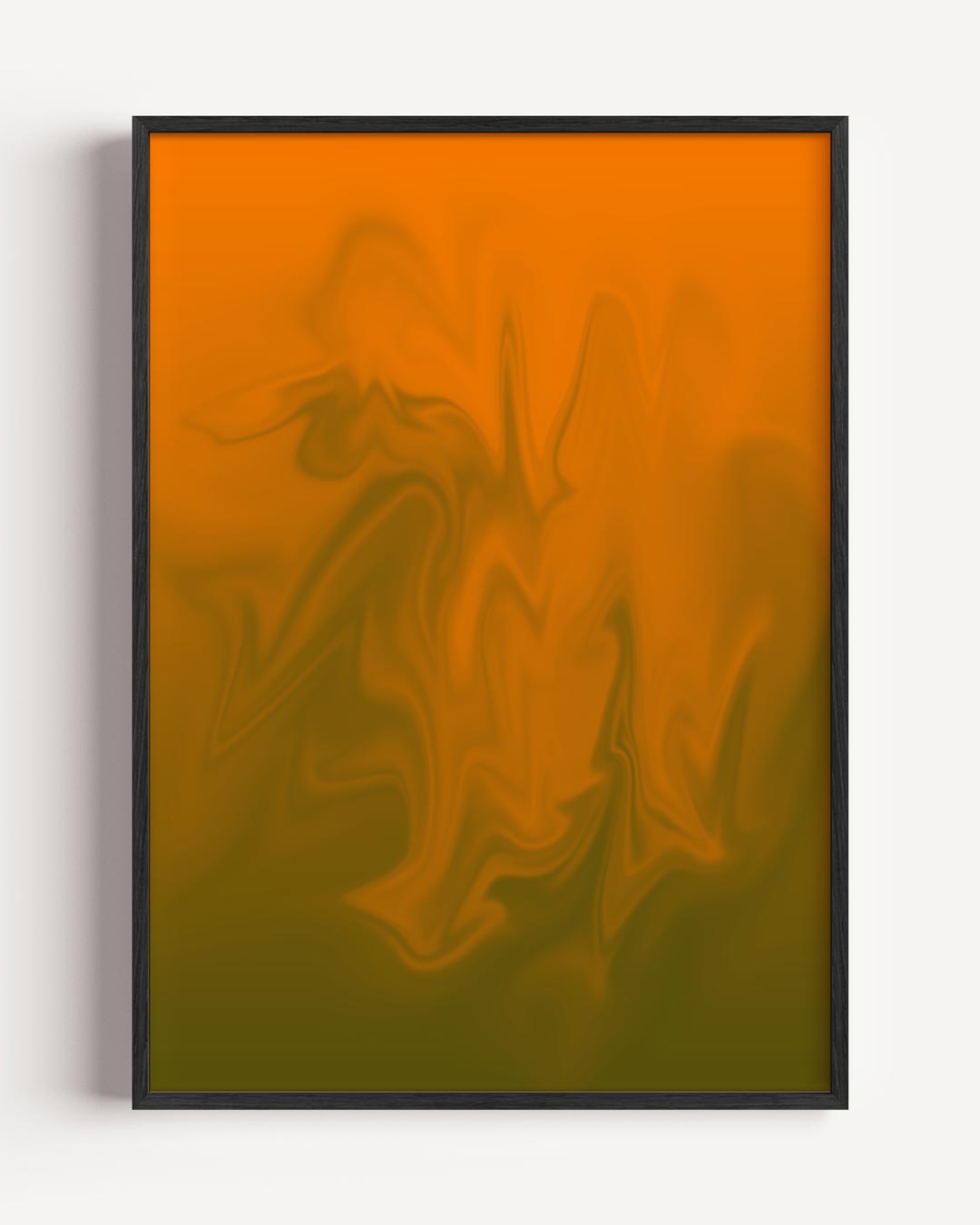 Vloeibare Oranje Droom – kleurrijke abstracte portret poster als wanddecoratie