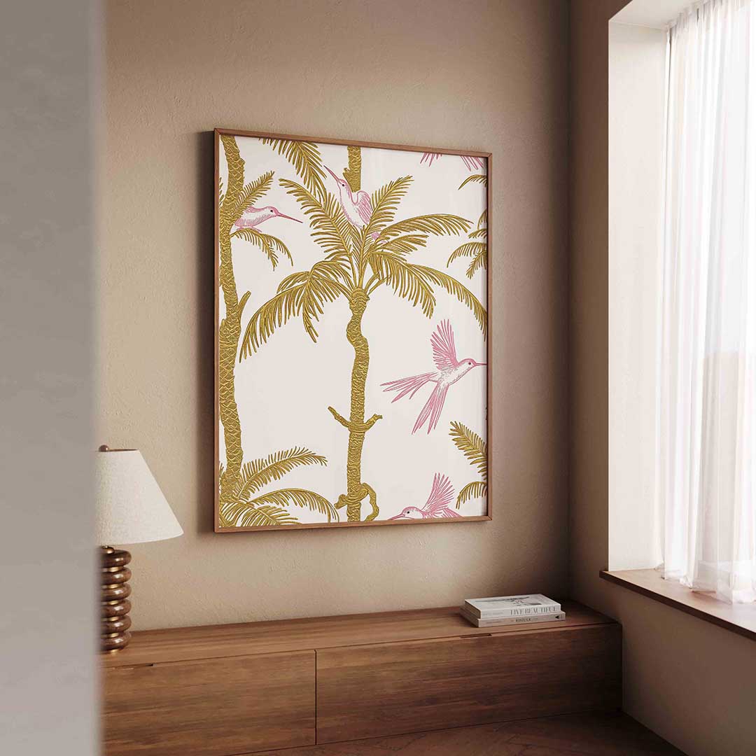 Vogels en palmbomen – tropische wandkunst als portret poster