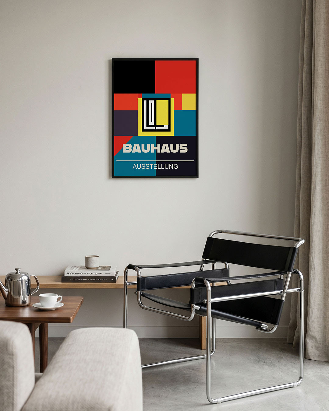 Kleurvlakken en lijnen – geometrische Bauhaus poster in staand formaat