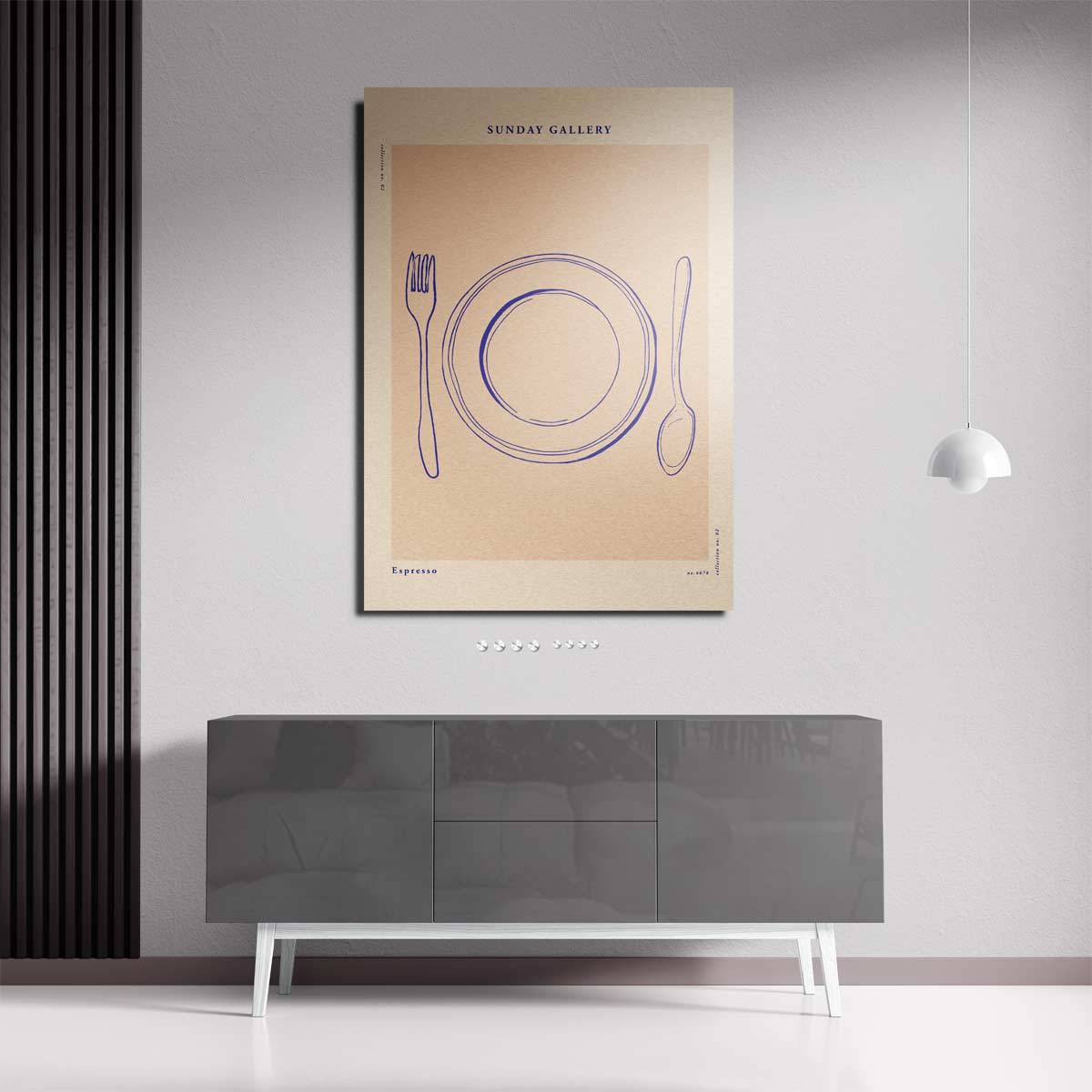 Eenvoudige Tafelschikking Illustratie – staande wandkunst voor woonkamer of interieur